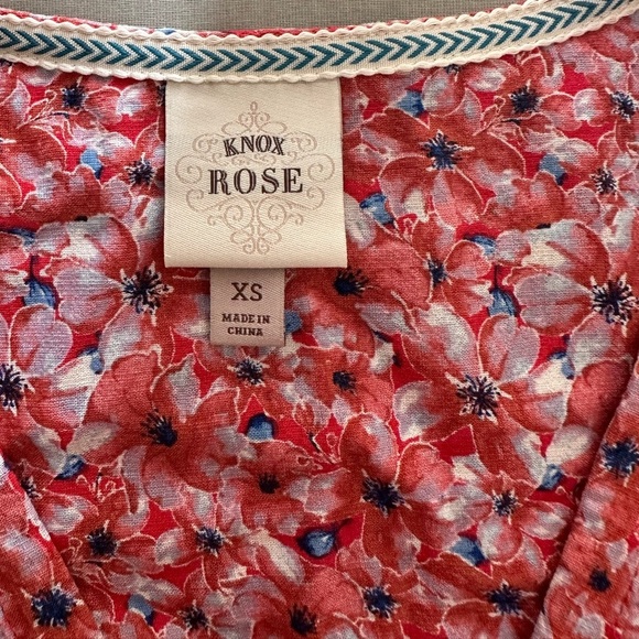 Knox Rose Red Floral Above the Knee Side Pockets Dress Size XS - Picture 2 of 6